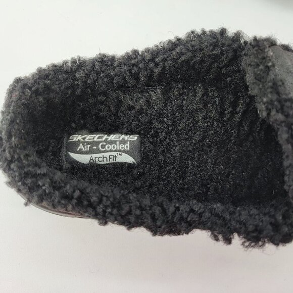 Skechers Woman’s Black Faux Serpa Cozy Camper Fleece Clog Shoes Size 8.5 - Picture 7 of 9